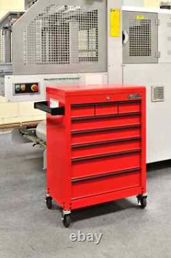 Coffre à outils mobile Hilka en métal rouge portable pour garage, armoire à roulettes, boîte à outils