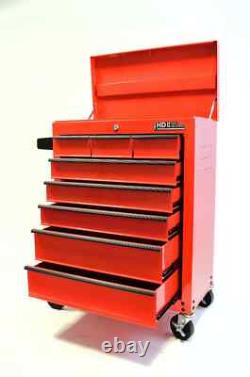 Coffre à outils mobile Hilka en métal rouge portable pour garage, armoire à roulettes, boîte à outils