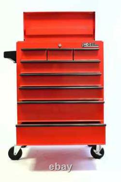 Coffre à outils mobile Hilka en métal rouge portable pour garage, armoire à roulettes, boîte à outils