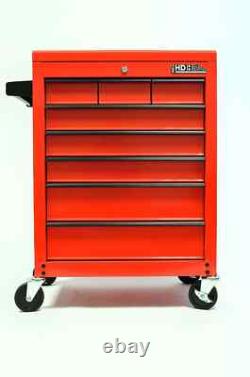 Coffre à outils mobile Hilka en métal rouge portable pour garage, armoire à roulettes, boîte à outils