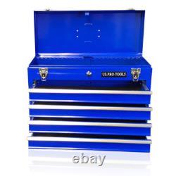 Coffre à outils mobile en acier bleu Pro Tools 44 US, armoire de rangement à 4 tiroirs