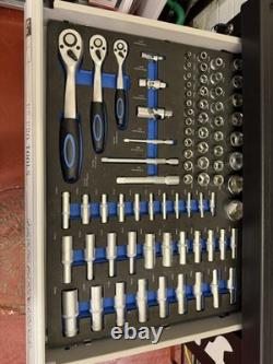 Coffre à outils professionnel US 474 avec plateaux à outils, armoire roulante à 7 tiroirs, 245 pièces
