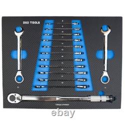 Coffre à outils roulant DSD Tools à 12 tiroirs avec boîte d’armoire et outils, vert/noir