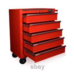 Coffre à outils roulant US Pro Red Tools 102 pièces, armoire à outils mécanique à 5 tiroirs