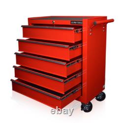 Coffre à outils roulant US Pro Red Tools 102 pièces, armoire à outils mécanique à 5 tiroirs