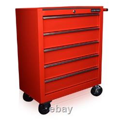 Coffre à outils roulant US Pro Red Tools 102 pièces, armoire à outils mécanique à 5 tiroirs