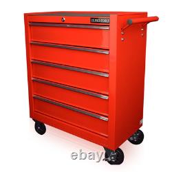 Coffre à outils roulant US Pro Red Tools 102 pièces, armoire à outils mécanique à 5 tiroirs