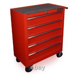 Coffre à outils roulant US Pro Red Tools 102 pièces, armoire à outils mécanique à 5 tiroirs