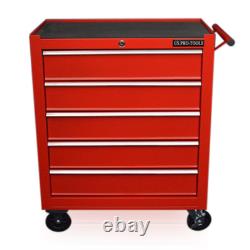 Coffre à outils roulant US Pro Red Tools 102 pièces, armoire à outils mécanique à 5 tiroirs