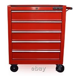 Coffre à outils roulant US Pro Red Tools 102 pièces, armoire à outils mécanique à 5 tiroirs