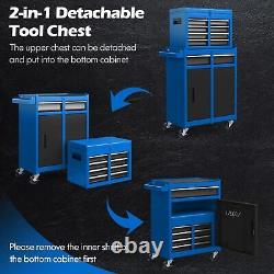Coffre à outils roulant à 5 tiroirs, armoire de rangement à outils à haute capacité avec roues verrouillables