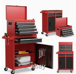 Coffre à outils roulant à 5 tiroirs, armoire de rangement à outils haute capacité avec roues verrouillables