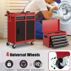 Coffre à outils roulant à 5 tiroirs, armoire de rangement à outils haute capacité avec roues verrouillables