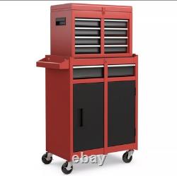Coffre à outils roulant à 5 tiroirs, armoire de rangement à outils haute capacité avec roues verrouillables