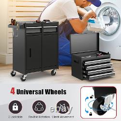 Coffre à outils roulant à 5 tiroirs, armoire de rangement à outils haute capacité avec roues verrouillables