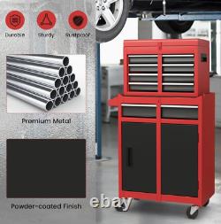 Coffre à outils roulant à 5 tiroirs, armoire de rangement à outils haute capacité avec roues verrouillables