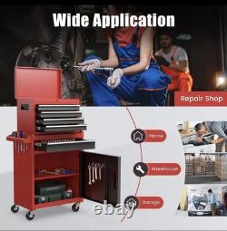 Coffre à outils roulant à 5 tiroirs, armoire de rangement à outils haute capacité avec roues verrouillables