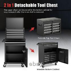 Coffre à outils roulant à 5 tiroirs, armoire de rangement à outils haute capacité avec roues verrouillables