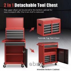 Coffre à outils roulant à 5 tiroirs, armoire de rangement à outils haute capacité avec roues verrouillables