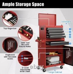 Coffre à outils roulant à 5 tiroirs, armoire de rangement à outils haute capacité avec roues verrouillables