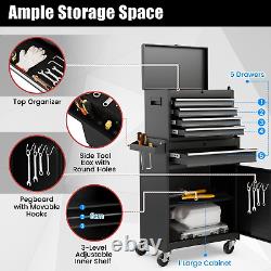 Coffre à outils roulant à 5 tiroirs, armoire de rangement à outils haute capacité avec roues verrouillables