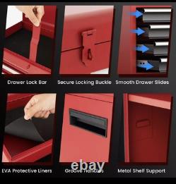Coffre à outils roulant à 5 tiroirs, armoire de rangement à outils haute capacité avec roues verrouillables