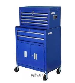Coffre à outils roulant à 6 tiroirs 3-en-1 avec roulettes et armoire de rangement robuste