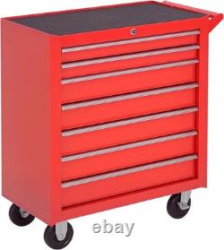 Coffre à outils roulant à 7 tiroirs sur roues, armoire à outils verrouillable avec poignée latérale, M