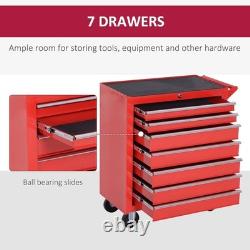 Coffre à outils roulant à 7 tiroirs sur roues, armoire à outils verrouillable avec poignée latérale, M