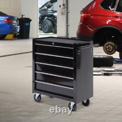 Coffre à outils roulant avec rangement, armoire à roulettes, verrou, 5 tiroirs, garage, mécanicien