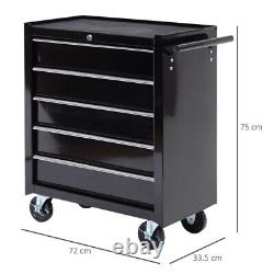 Coffre à outils roulant avec rangement, armoire à roulettes, verrou, 5 tiroirs, garage, mécanicien