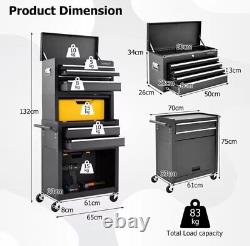 Coffre à outils roulant combinaison verrouillable armoire à outils roues tiroirs réglable - Noir