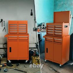 Coffre à outils roulant orange à 5 tiroirs, armoire de rangement à outils haute capacité
