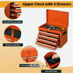 Coffre à outils roulant orange à 5 tiroirs, armoire de rangement à outils haute capacité