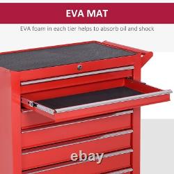 Coffre à outils roulant professionnel en métal avec 7 tiroirs, chariot d'atelier rouge