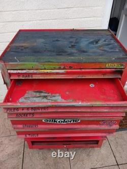 Coffre à outils roulant rouge 6 tiroirs pour garage, atelier, cabinet sur roulettes