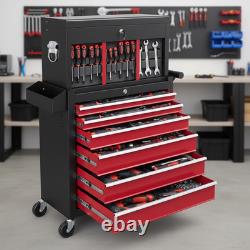 Coffre à outils roulant verrouillable armoire à roulettes 14 tiroirs stockage en acier rouge