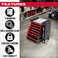 Coffre à outils sur roulettes 7 tiroirs rangement garage atelier noir/rouge