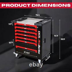Coffre à outils sur roulettes 7 tiroirs rangement garage atelier noir/rouge