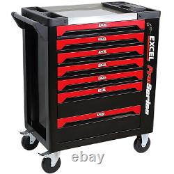 Coffre à outils sur roulettes 7 tiroirs rangement garage atelier noir/rouge