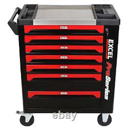 Coffre à outils sur roulettes 7 tiroirs rangement garage atelier noir/rouge