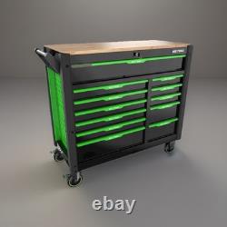 Coffre à outils sur roulettes DSD Tools 12 tiroirs vide vert/noir