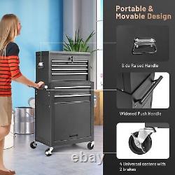Coffre à outils sur roulettes à 6 tiroirs, armoire de rangement à outils haute capacité - Noir