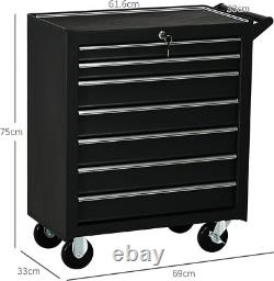 Coffre à outils sur roulettes avec 7 tiroirs, organisateur d'atelier verrouillable