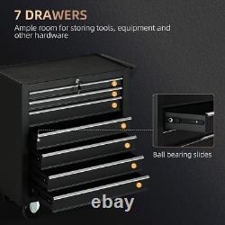 Coffre à outils sur roulettes avec 7 tiroirs, organisateur d'atelier verrouillable