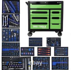 Coffre à outils sur roulettes avec outils, armoire de rangement d’atelier à 12 tiroirs