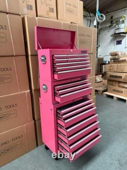 Coffre à outils sur roulettes en acier avec 19 tiroirs rose Us Pro Tools