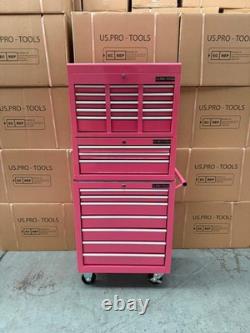 Coffre à outils sur roulettes en acier avec 19 tiroirs rose Us Pro Tools Coffre à outils sur roulettes en acier avec 19 tiroirs rose Us Pro Tools