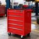 Coffre à Outils Sur Roulettes Rouge Avec 5 Tiroirs Pour Garage Et Atelier Uk