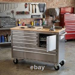 Coffre d’atelier roulant en acier inoxydable 48/55 avec 6/10 tiroirs, armoire à outils<br/>  